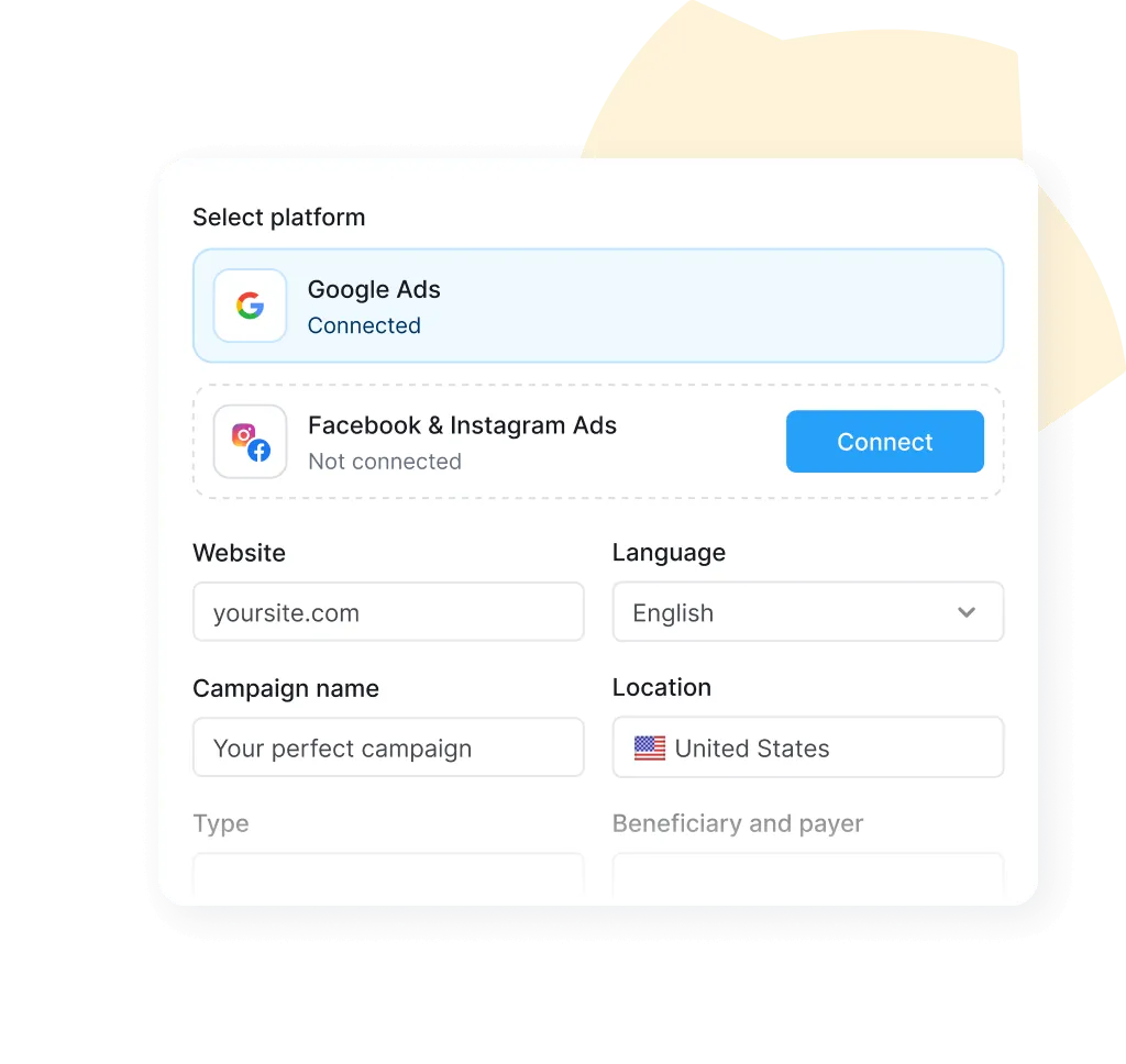 UI snippet showing campaign setup details section