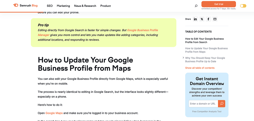 Local SEO Articles on Semrush Blog