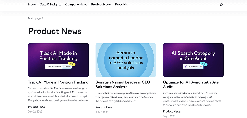 Semrush Product Updates