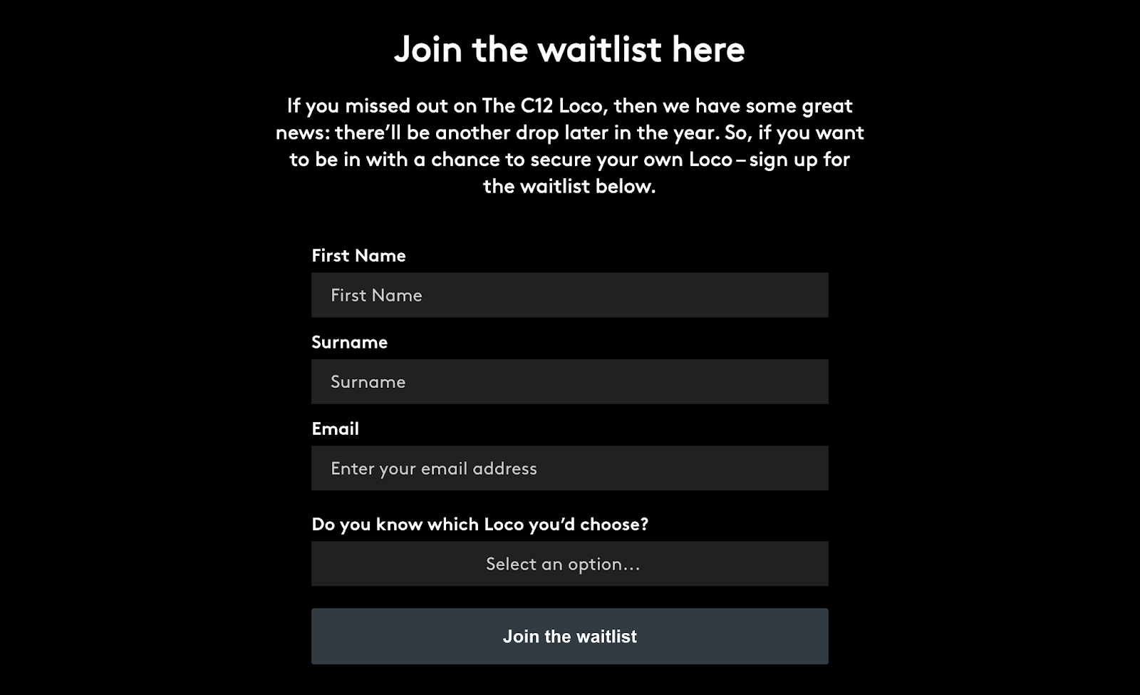 The landing page includes a form for the user to input their name and email.