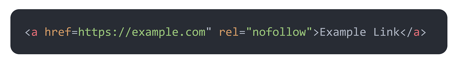 rel="nofollow" attribute in html code with syntax highlighted
