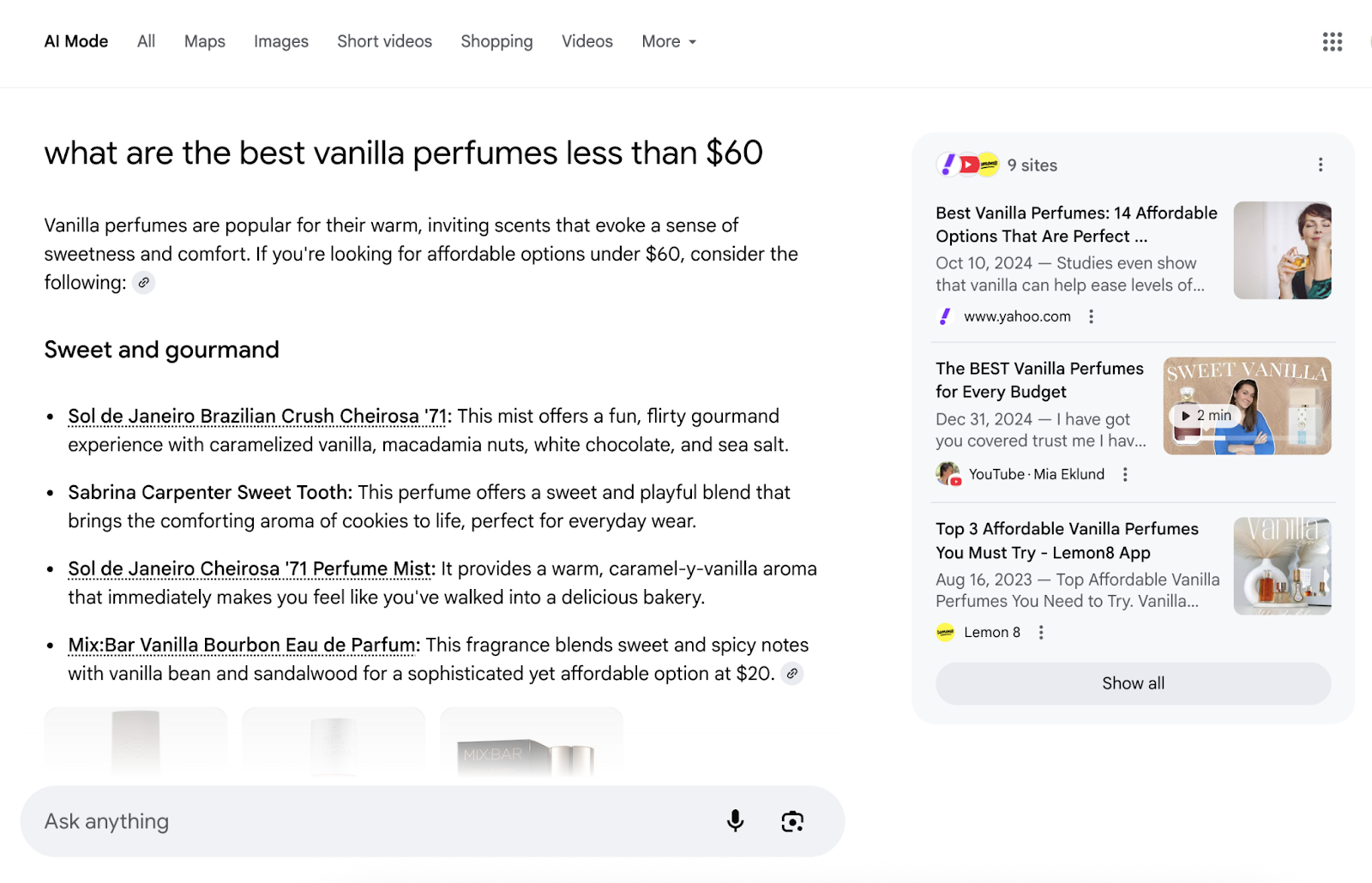 A long query gets a response with citations.