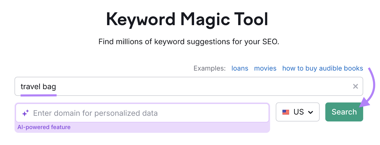Keyword is entered into the tool.