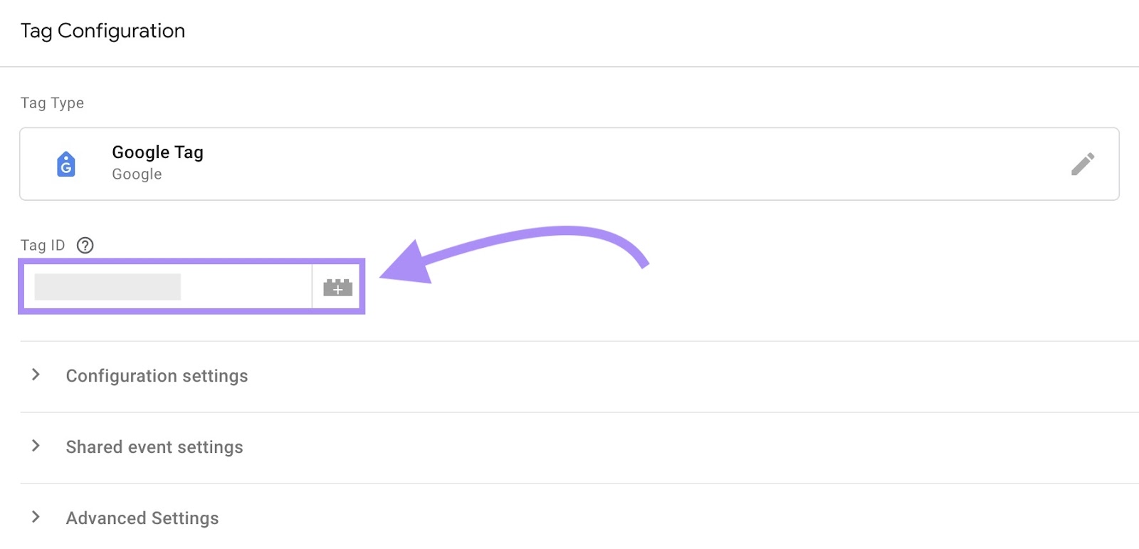“Tag ID” field highlighted under "Tag Configuration" window