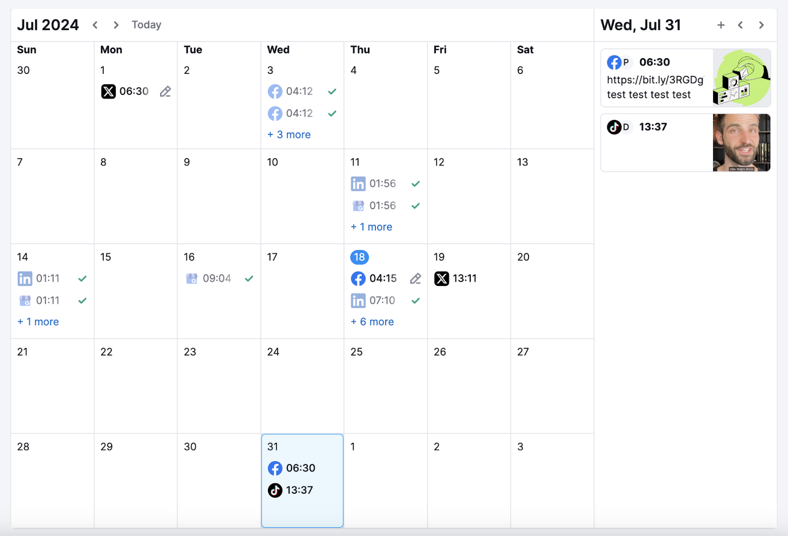 Social poster calendar shows when posts are scheduled.