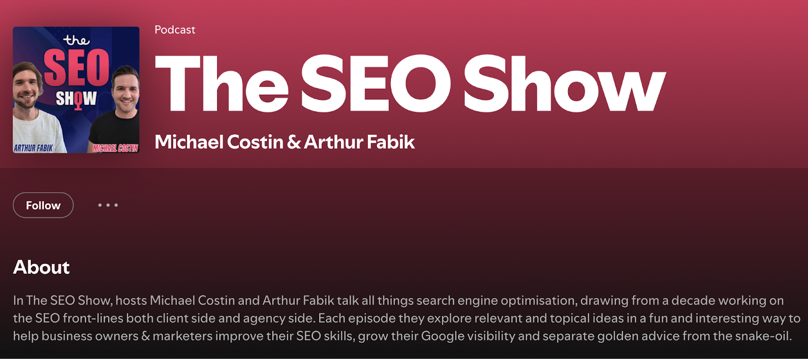 The SEO Show podcast as it appears on Spotify.