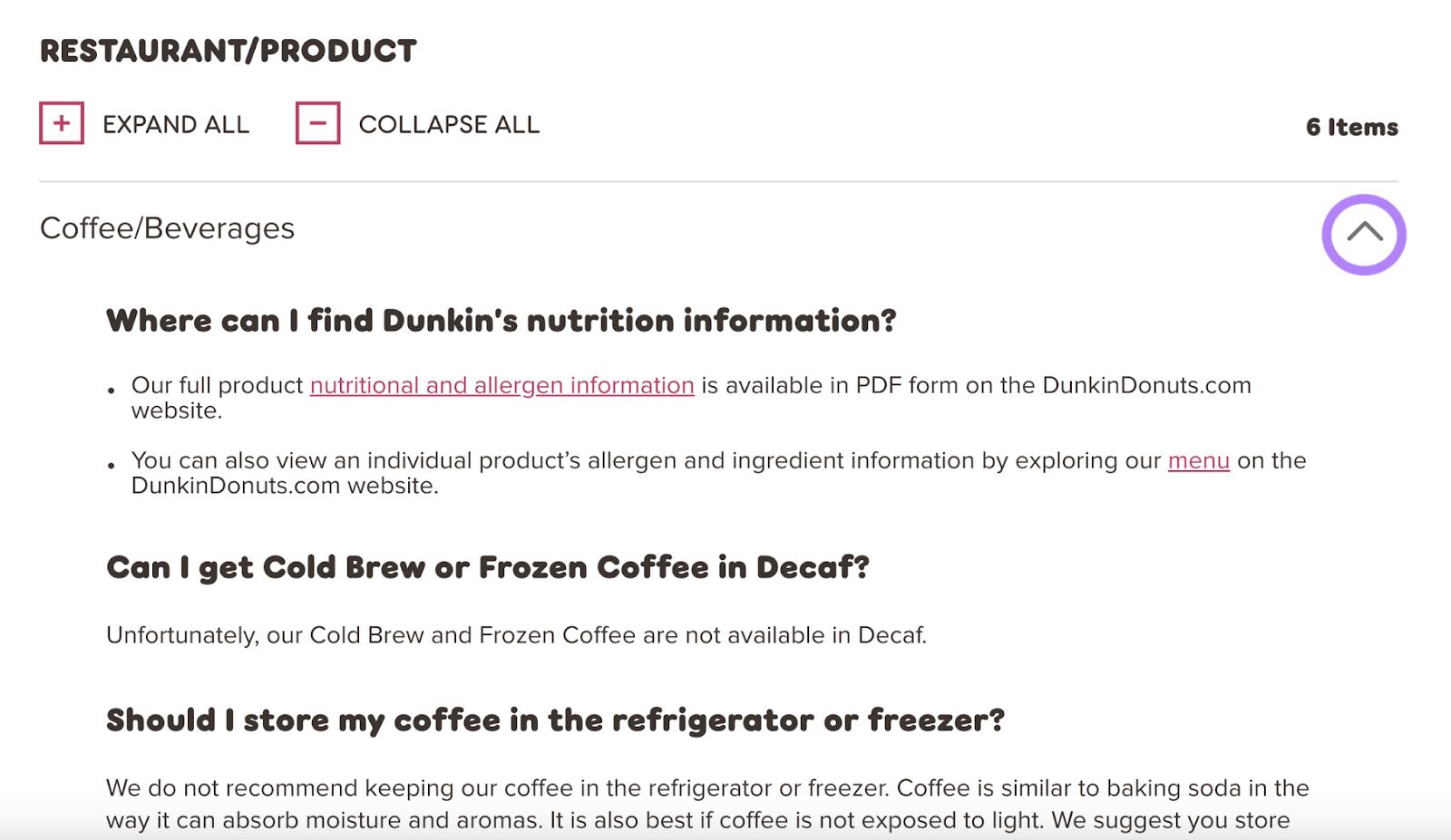 faq page design allows you to expand all and collapse all questions and answers by topic