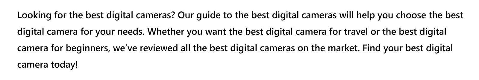 Example of keyword stuffing in SEO content, repeatedly using the phrase “best digital camera” to the point of redundancy, demonstrating poor content quality