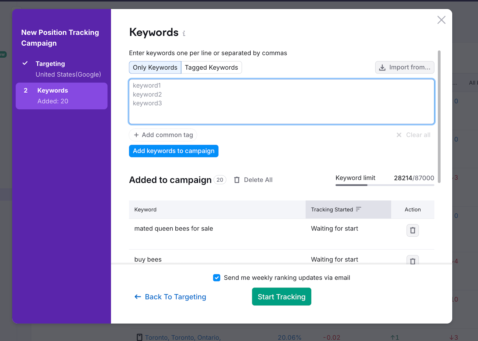 Position Tracking setup