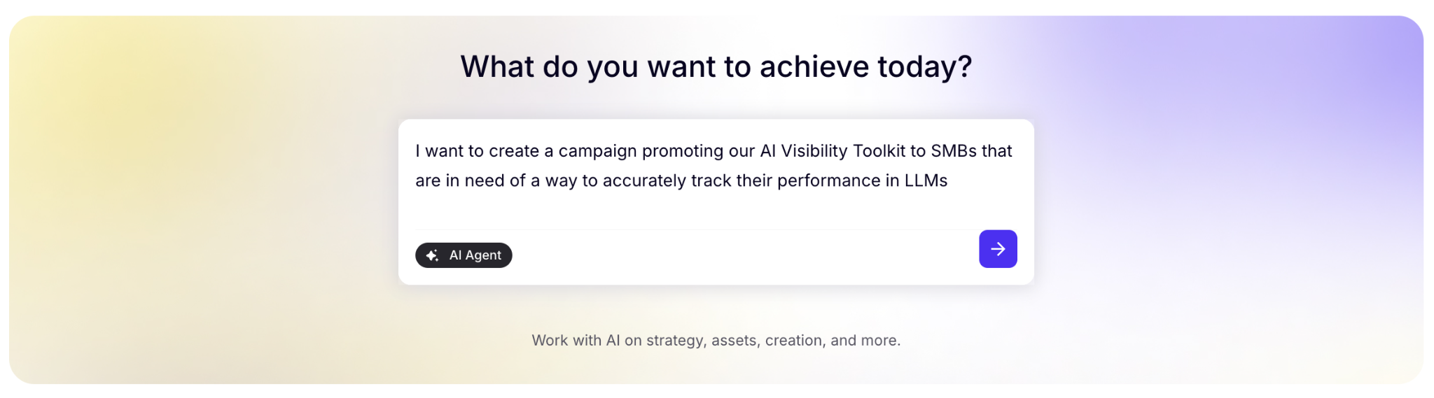 Enter a prompt into the AI Marketing Agent app to start planning a campaign.