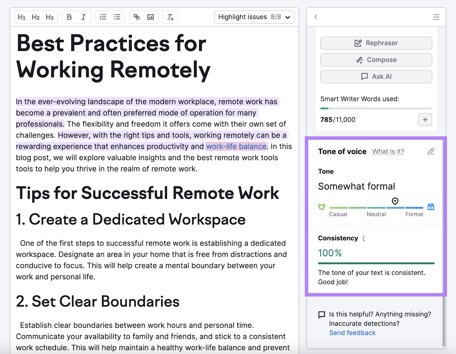 SEO Writing Assistant tool