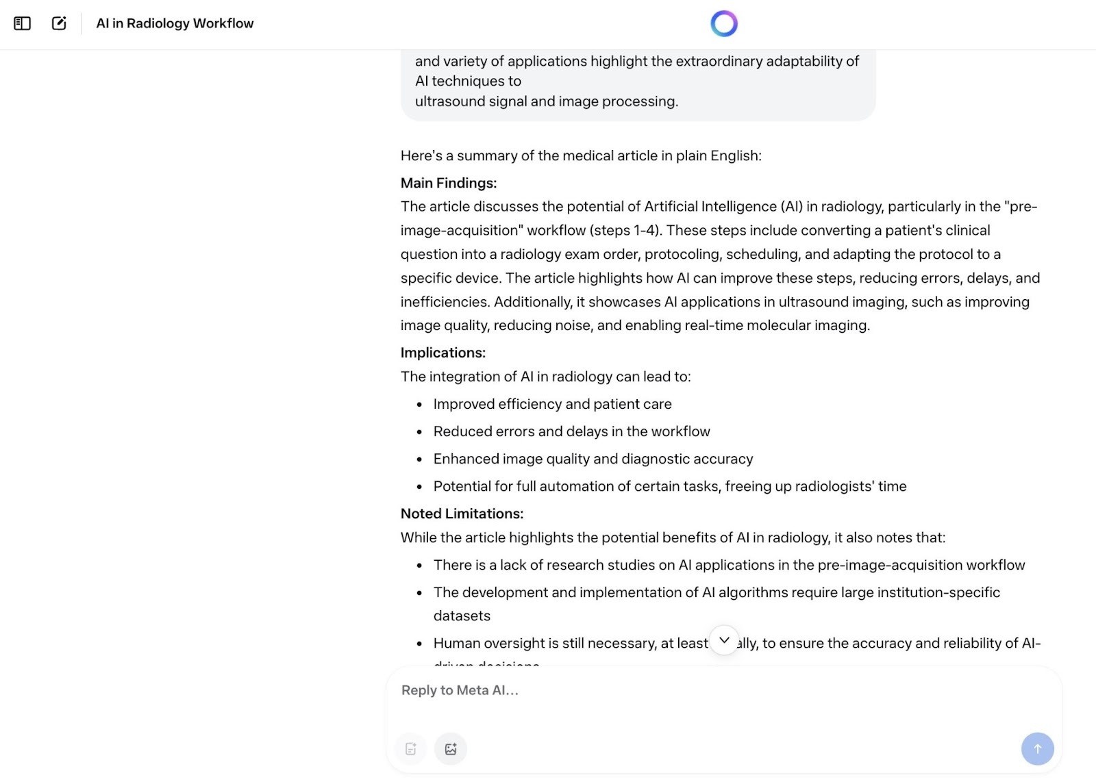 Llama 4 summarizing an article with its main findings, implications, limitations, etc.