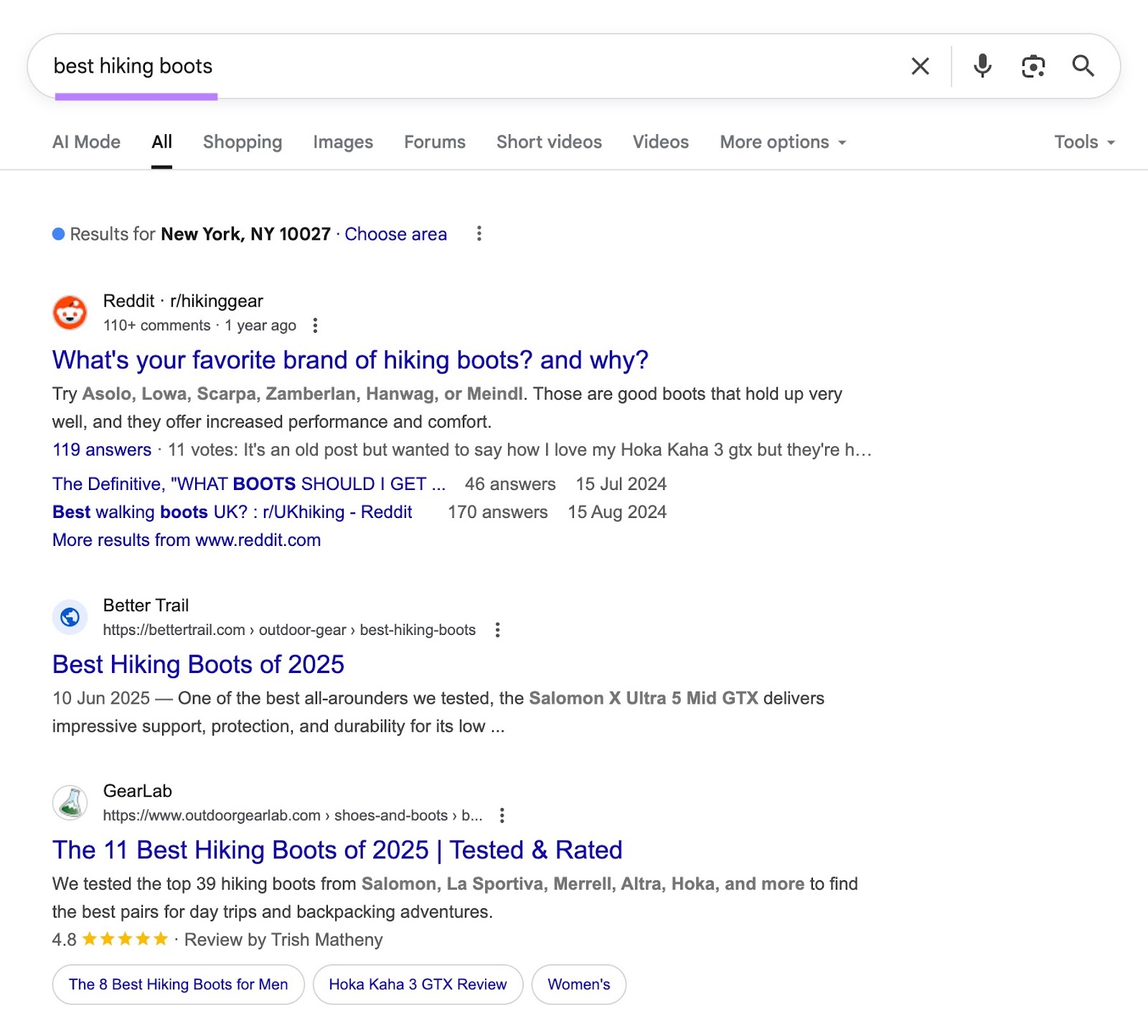 Analyzing the content format used by top-ranking pages for a specific keyword on Google.