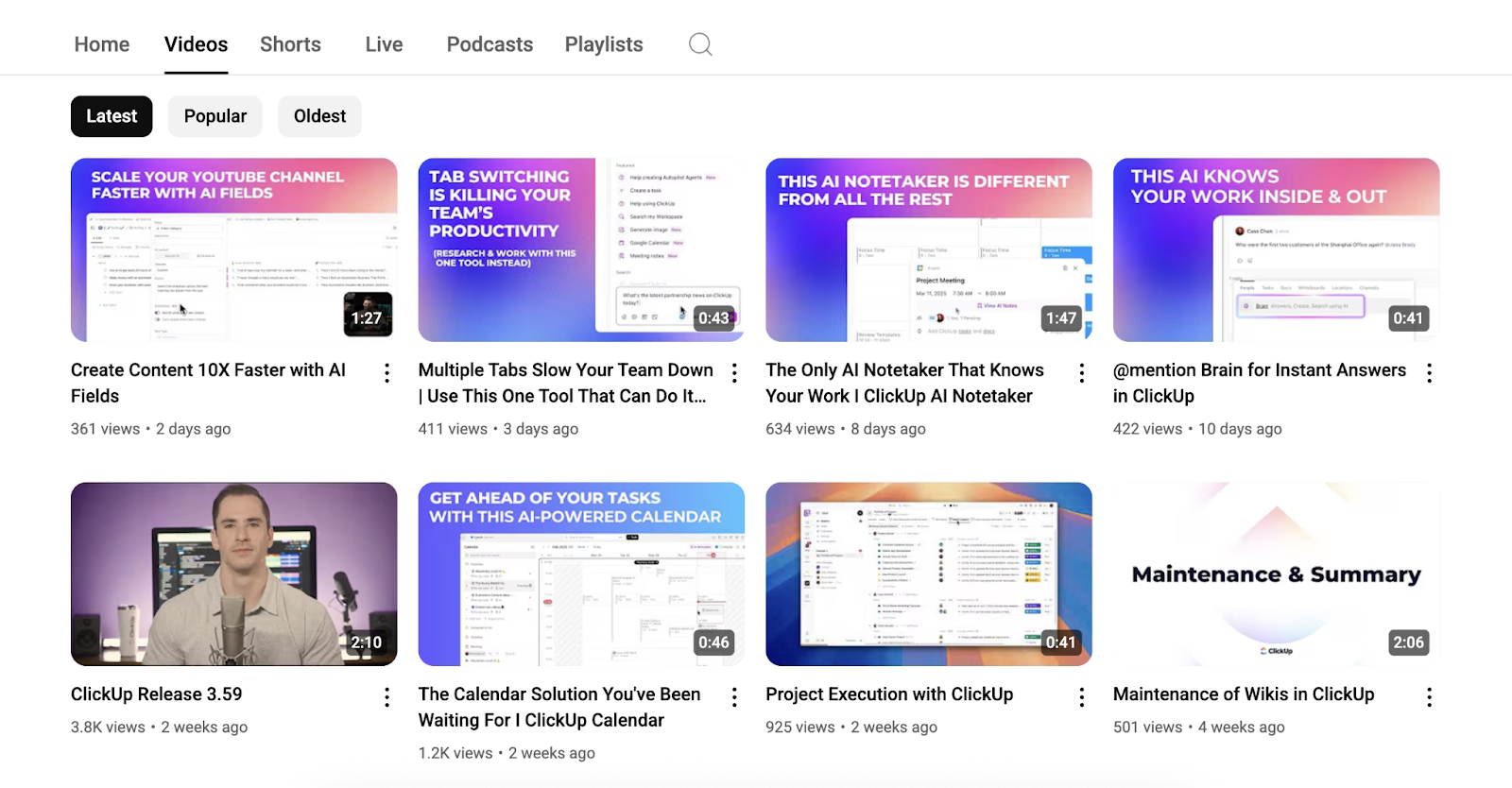 The brand's long-form videos show hundreds of views per video.