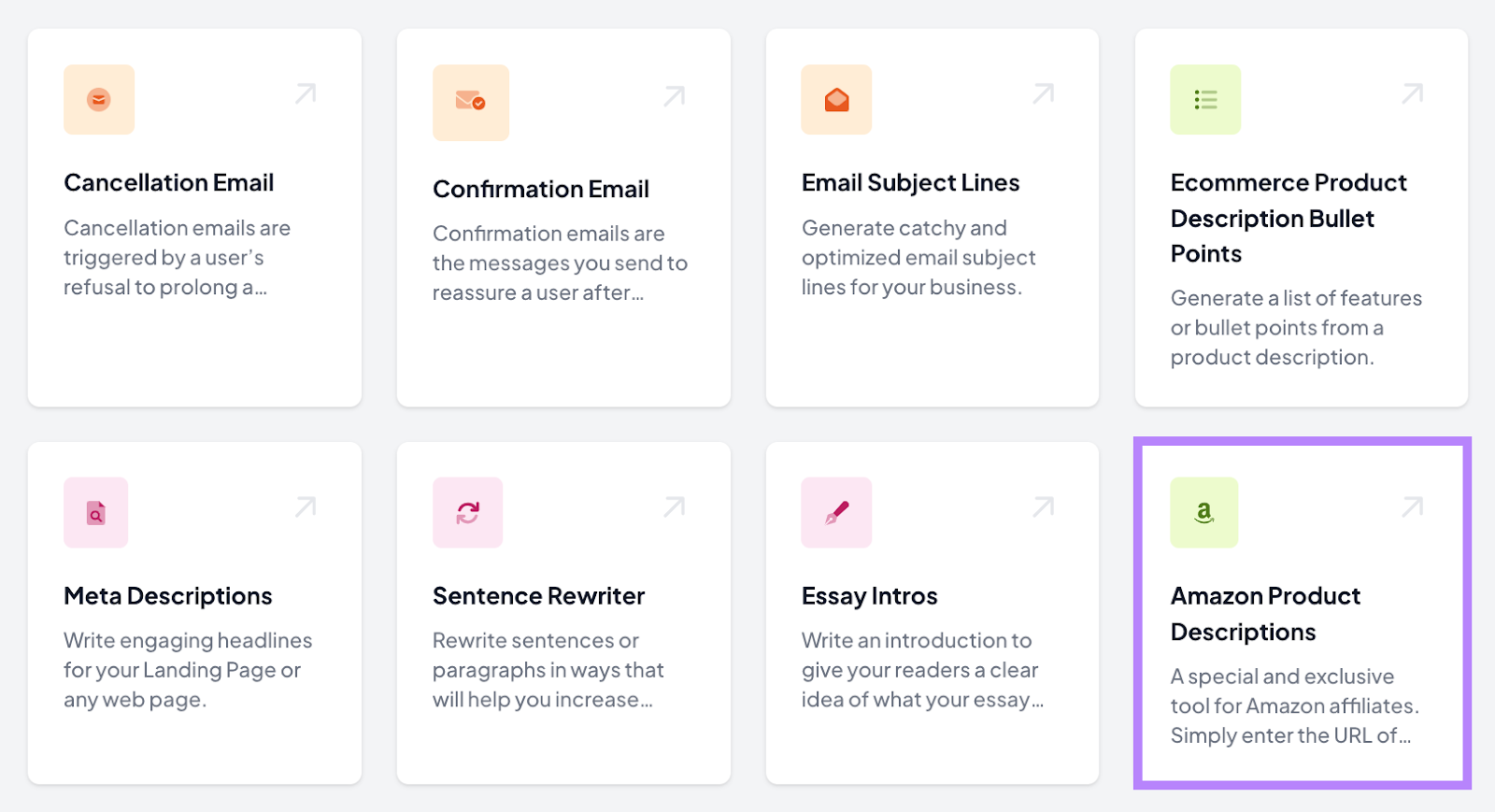 a sample of tools in AI Writing Assistant