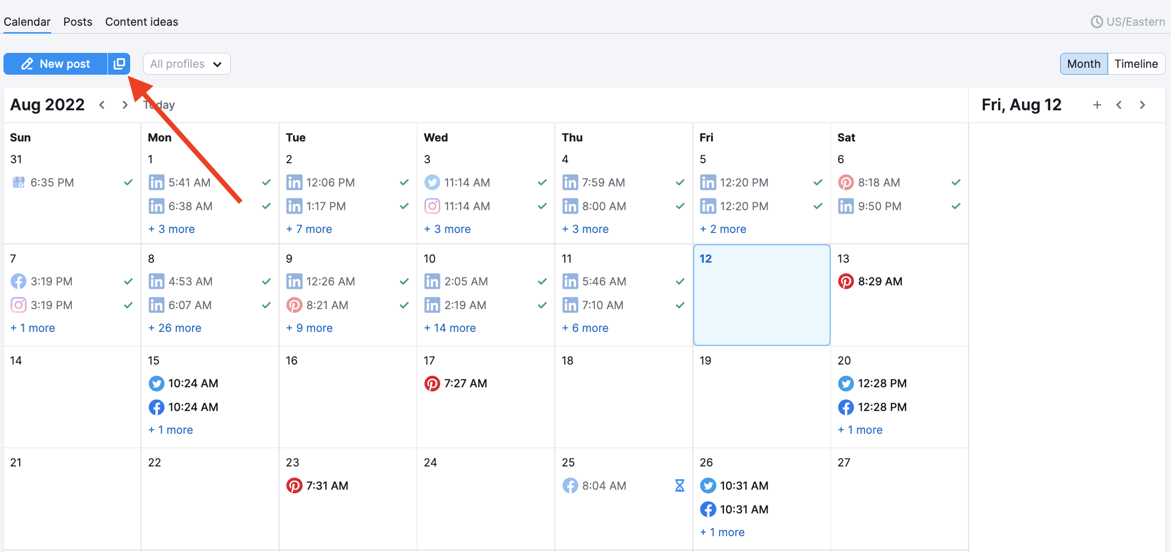 The red arrow is pointing to the 'Bulk scheduling' button.