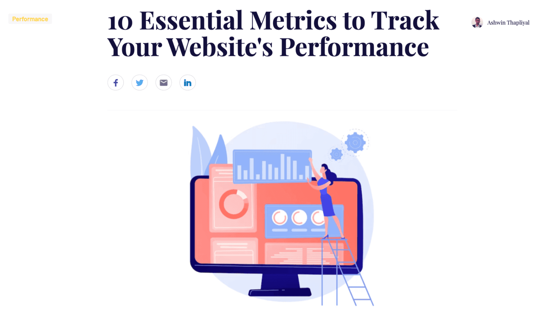 Opening text of an article titled 10 Essential Metrics to Track Your Website’s Performance.